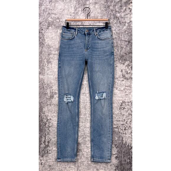 Anine Bing Jeans 28 Womens Skinny Leg Distressed Knee Medium Blue Wash